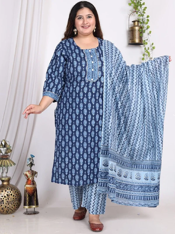 Swasti Floral Printed Regular Sequinned Pure Cotton Kurta with Trousers & With Dupatta Trousers Favorite Customer