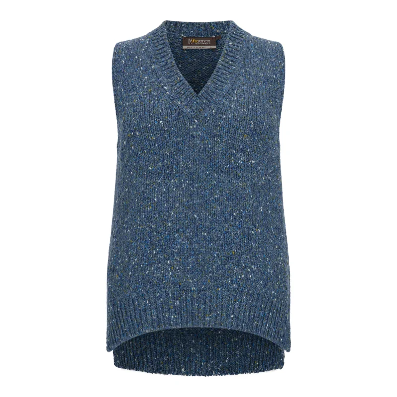 Denim Blue V Neck Sweater Vest Polka Dot Checkered Tartan