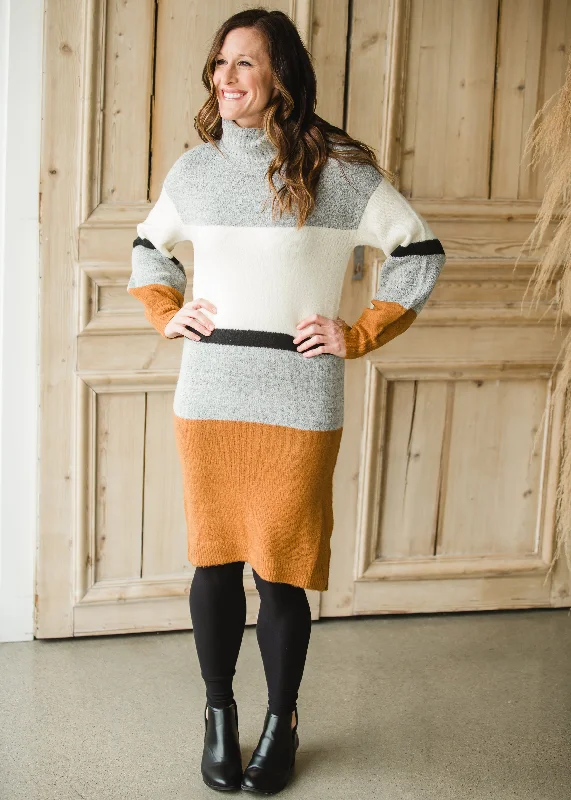 Bubble Sleeve Striped Sweater Dress - FINAL SALE Handmade Hand-knitted Hand-woven