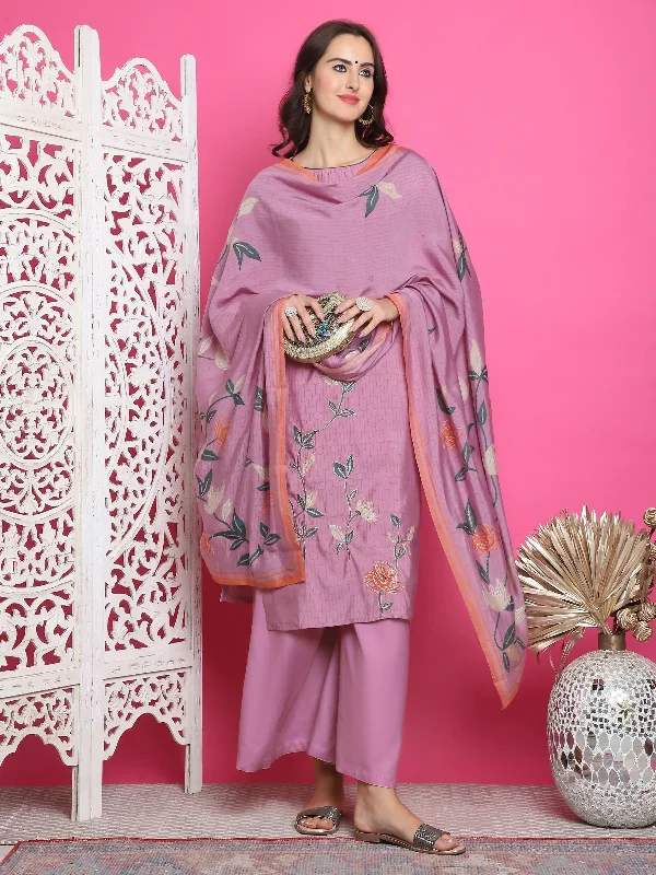 Jyoti Fashion Women's Purple Muslin Floral Print with Jari & Crystal work Kurta with Trouser & Dupatta Trousers Occasion Special Jyoti Fashion Women's Purple Muslin Floral Print with Jari & Crystal work Kurta with Trouser & Dupatta Trousers Occasion Special