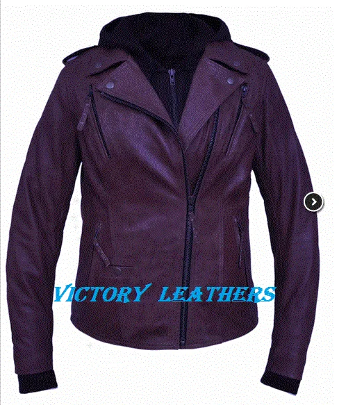 Ladies Purple Leather Motorcycle Jacket Oversized Jacket Tailored Jacket Straight Jacket