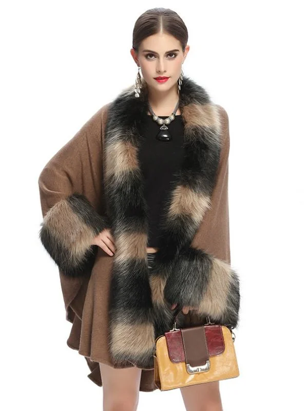 FOX LLIKE FUR COLLAR KNITTED CARDIGAN SHAWL COAT Cardigan Knitwear Sweater