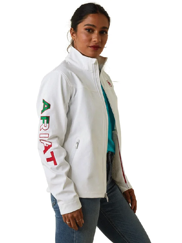 Ariat 10043548 Womens Classic Team Softshell MEXICO Jacket White Print Jacket Jacquard Jacket Embroidered Jacket