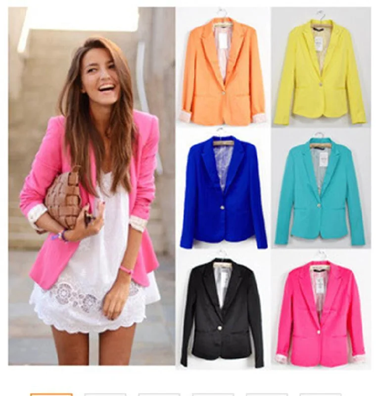 Women Suit Blazer Foldable Brand Jacket Made Of Cotton & Spandex With Lining Vogue Candy Colors Blazers A7995 Tailored Jacket Straight Jacket A-Line Jacket Women Suit Blazer Foldable Brand Jacket Made Of Cotton & Spandex With Lining Vogue Candy Colors Blazers A7995 Tailored Jacket Straight Jacket A-Line Jacket