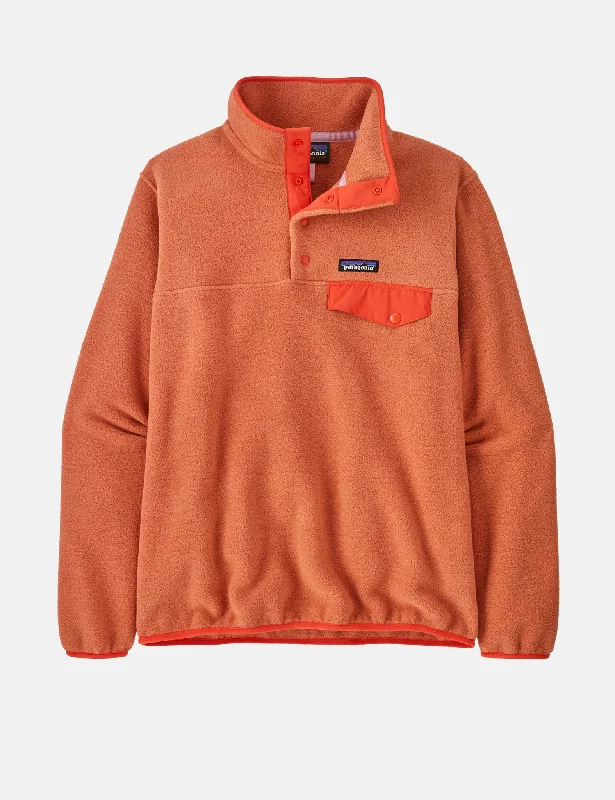 Patagonia Women's Lightweight Synch Snap-T Fleece Pullover - Sienna Clay Slit Sleeve Stylish Patagonia Women's Lightweight Synch Snap-T Fleece Pullover - Sienna Clay Slit Sleeve Stylish