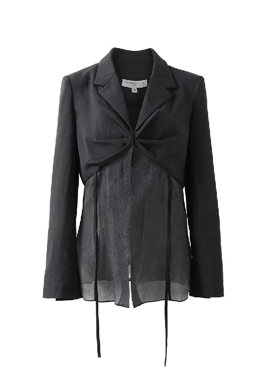 SEMI TRANSPARENT BLACK JACKET Jacket Blazer Coat