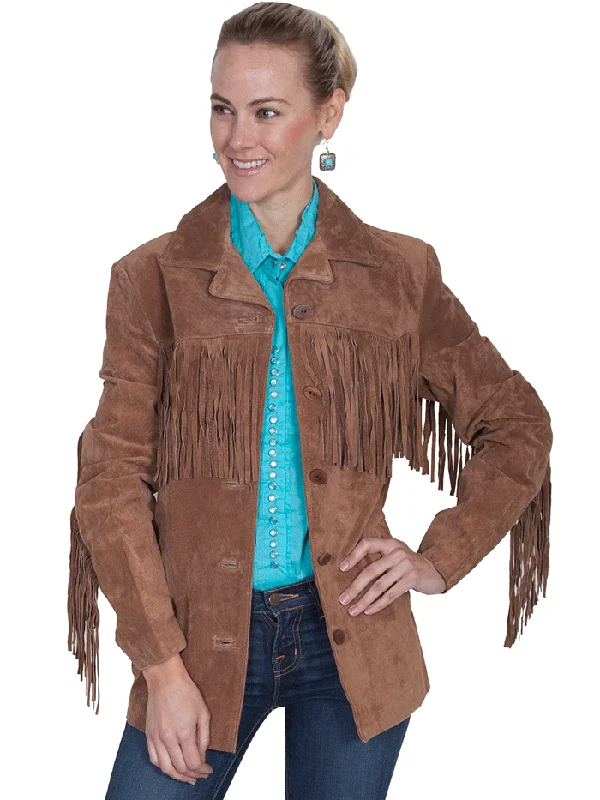 Scully L74-81 Womens Suede Fringe Jacket Cinnamon Brown Plaid Jacket Tartan Jacket Houndstooth Jacket