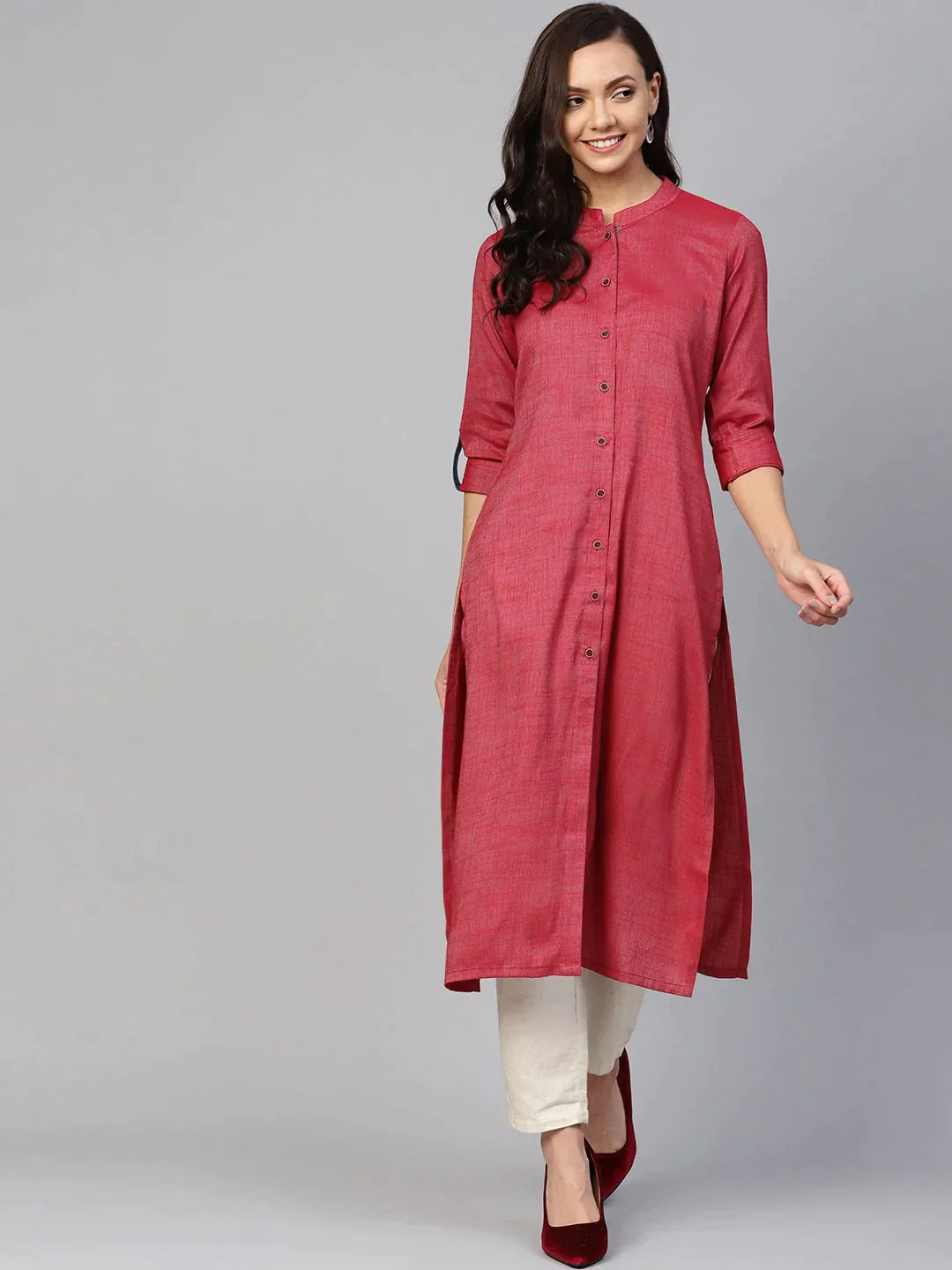 Women Maroon Woven Design Straight Rayon Kurta With Trousers - Rasiya Trousers Bootcut Casual Women Maroon Woven Design Straight Rayon Kurta With Trousers - Rasiya Trousers Bootcut Casual