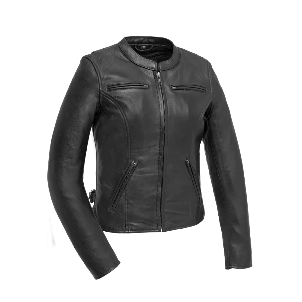 Competition - Ladies Leather Motorcycle Jacket FIL151CDMZ Appliqued Jacket Beaded Jacket Sequined Jacket