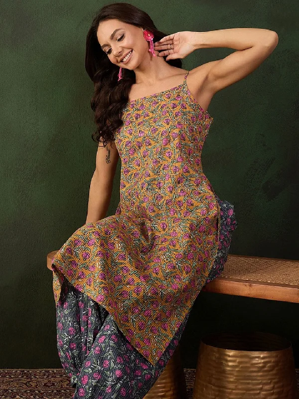 Sangria Printed Kurta With Trouser Trousers Mesh Breathable