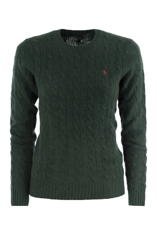 Wool and cashmere cable-knit sweater Stretchy Elastic Breathable