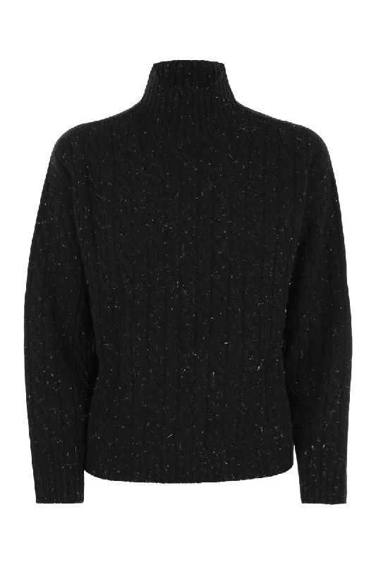 Plaited jumper in wool-silk and cashmere blend Beaded Sweater Sequined Faux Fur