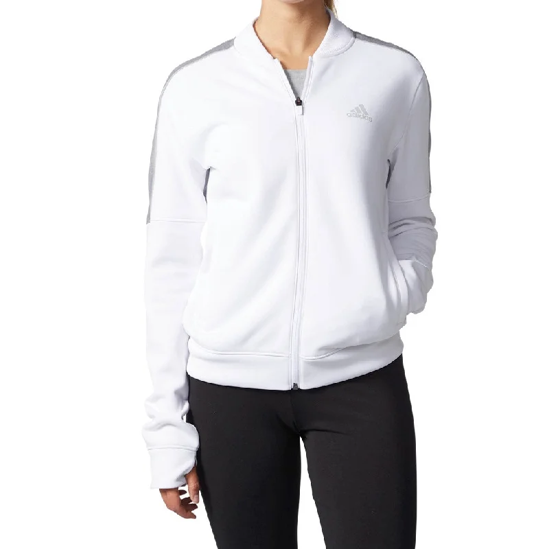 Adidas Women's Team Issue Full Zip Jacket White/Grey Nylon Jacket Polyester Jacket Spandex Jacket Adidas Women's Team Issue Full Zip Jacket White/Grey Nylon Jacket Polyester Jacket Spandex Jacket