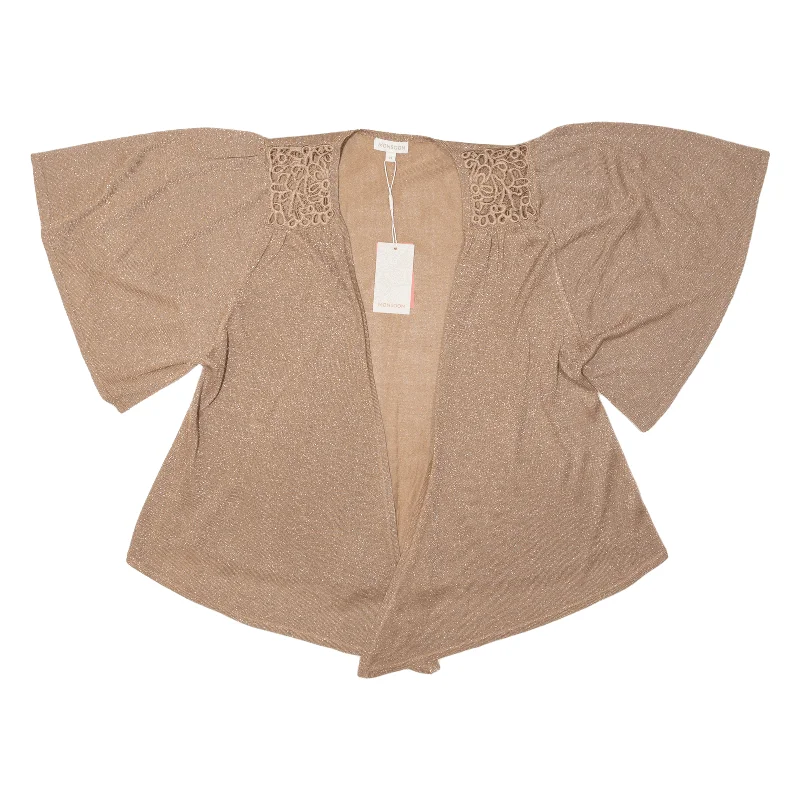 MONSOON Cardigan Brown Tight Knit Short Sleeve Womens M Front Pockets Side Pockets Patch Pockets MONSOON Cardigan Brown Tight Knit Short Sleeve Womens M Front Pockets Side Pockets Patch Pockets