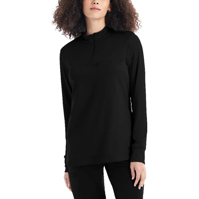 White Cross CRFT Women's 3-Pocket Quarter-Zip Mock Neck Pullover Scrub Top Bardot Neck Top White Cross CRFT Women's 3-Pocket Quarter-Zip Mock Neck Pullover Scrub Top Bardot Neck Top