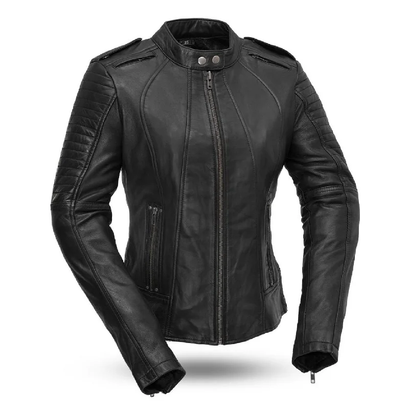 Ladies Leather Motorcycle Jacket ( SEXY BIKER ) FIL104CHMZ Fleece Jacket Down Jacket Feather Jacket