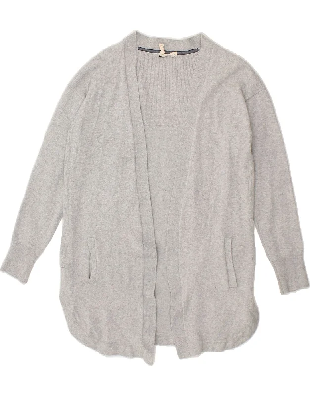 WHITE STUFF Womens Open Cardigan Sweater UK 12 Medium Grey Merino Wool Spandex Rayon Corduroy