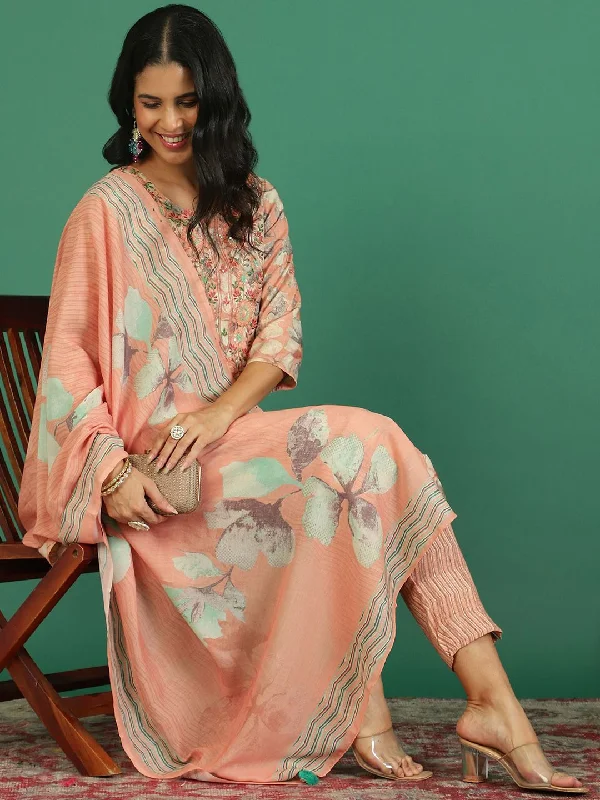 Sangria Printed Round- Neck Kurta & Trousers With Dupatta Trousers Review Highly