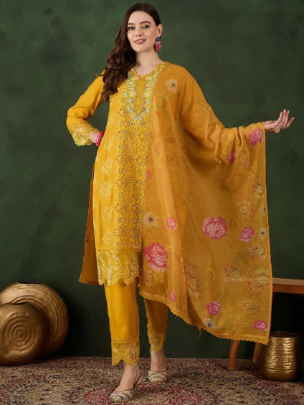 Sangria Embroidered Kurta With Trousers & dupatta Trousers Top Rated