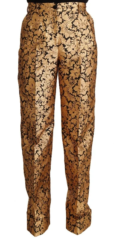 Dolce & Gabbana Elegant Floral Jacquard High Waist Women's Trousers Trousers Cargo pockets Dolce & Gabbana Elegant Floral Jacquard High Waist Women's Trousers Trousers Cargo pockets