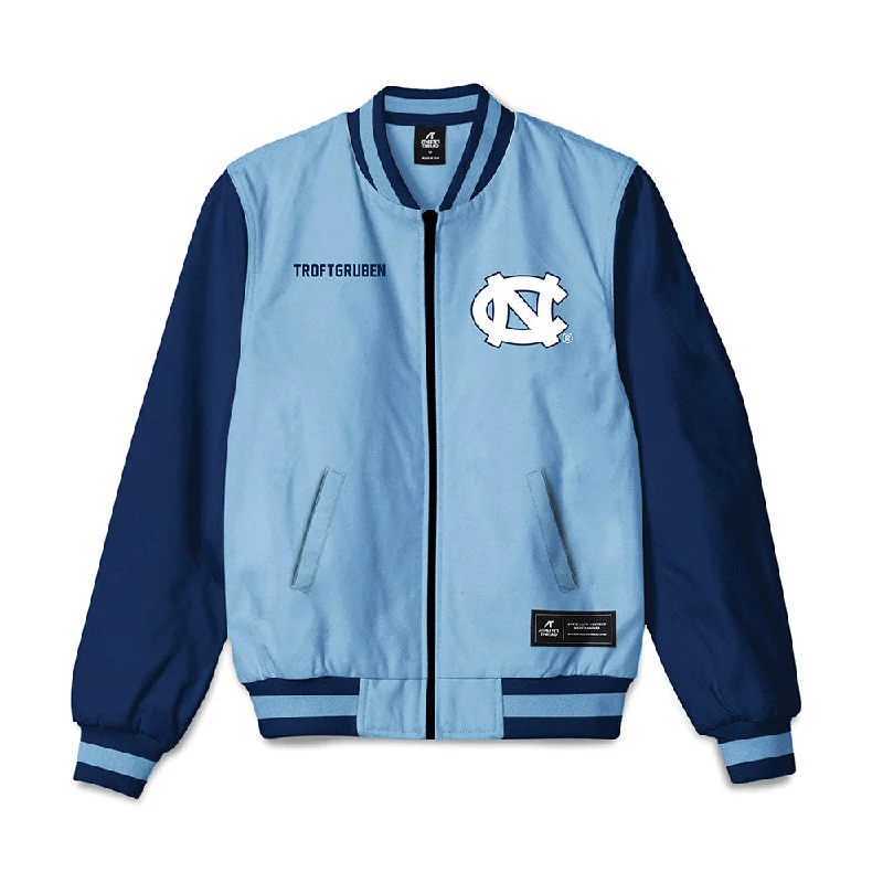 UNC - NCAA Women's Rowing : Lindsey Troftgruben - Bomber Jacket Front Pockets Side Pockets Patch Pockets UNC - NCAA Women's Rowing : Lindsey Troftgruben - Bomber Jacket Front Pockets Side Pockets Patch Pockets