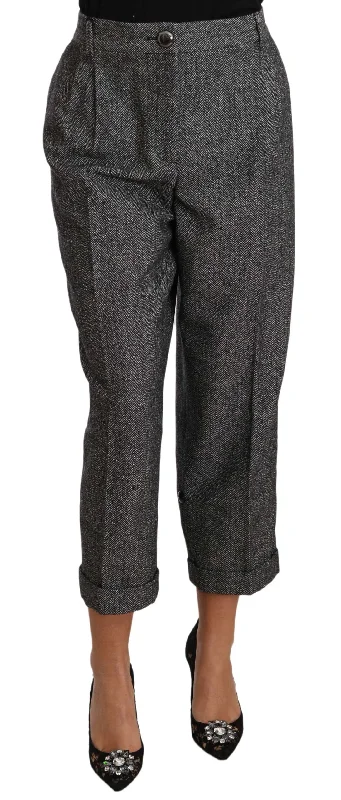 Dolce & Gabbana Elegant Gray Wool-Blend Women's Trousers Trousers Canvas Durable