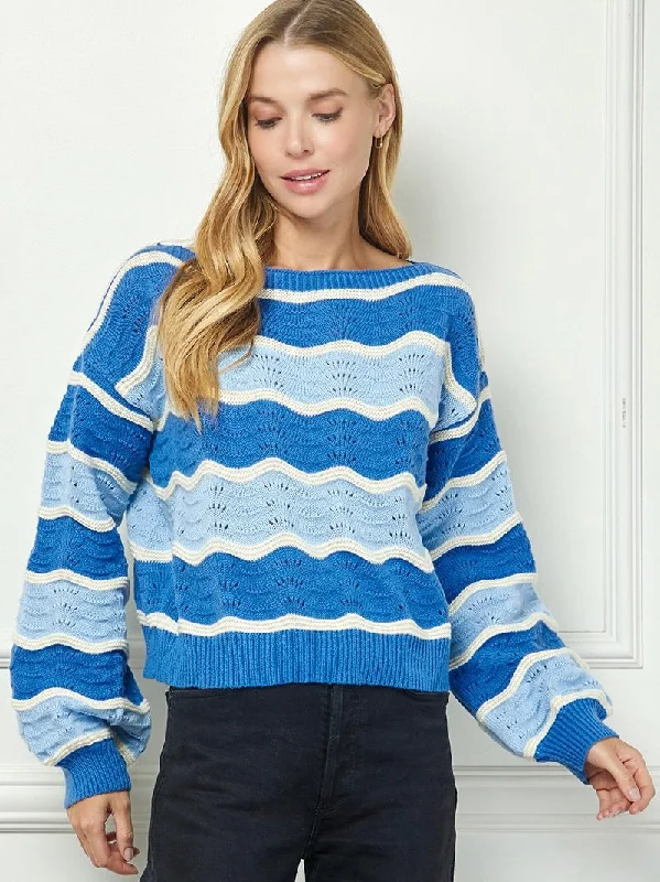 Wavy Striped Cropped Sweater Top Sweater Knitwear Pullover