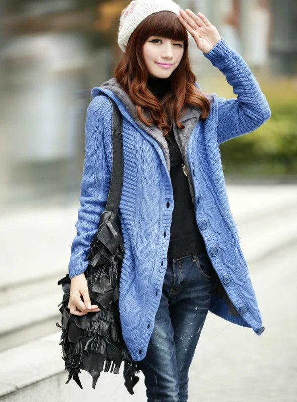 Hooded Cardigan Cashmere Sweater Women Coat Terry Terry Cloth Terry Knit