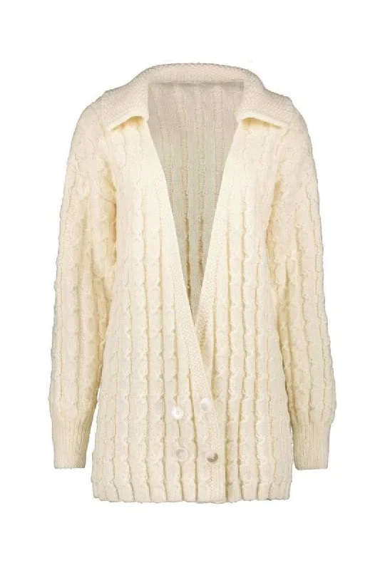 MILK KNITTED DOUBLE-BREASTED JACKET Zip Front Button Front Snap Front