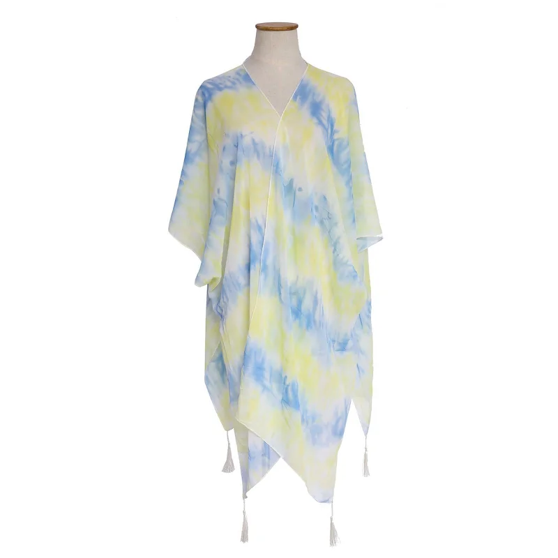Women Loose Shawl Kimono Cardigan Boho Tops Jacket Blouse Yellow Blue Snapped Jacket Toggled Jacket Drawstring Jacket Women Loose Shawl Kimono Cardigan Boho Tops Jacket Blouse Yellow Blue Snapped Jacket Toggled Jacket Drawstring Jacket
