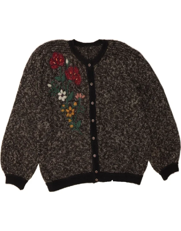 VINTAGE Womens Cardigan Sweater UK 18 XL Grey Floral Jersey Fabric Tulle Fabric Batik Fabric VINTAGE Womens Cardigan Sweater UK 18 XL Grey Floral Jersey Fabric Tulle Fabric Batik Fabric