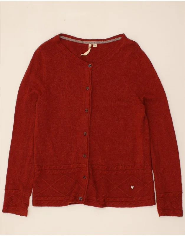 WHITE STUFF Womens Cardigan Sweater UK 14 Medium Red Viscose Toggled Drawstring Belted