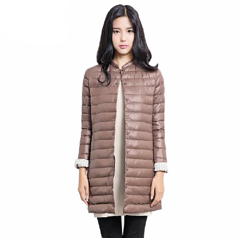 Gamiss Casual Ultralight Down Coat Women Winter Jacket Women's Down Jackets Long Thin Down Coat Satin Fabric Silk Fabric Chiffon Fabric Gamiss Casual Ultralight Down Coat Women Winter Jacket Women's Down Jackets Long Thin Down Coat Satin Fabric Silk Fabric Chiffon Fabric