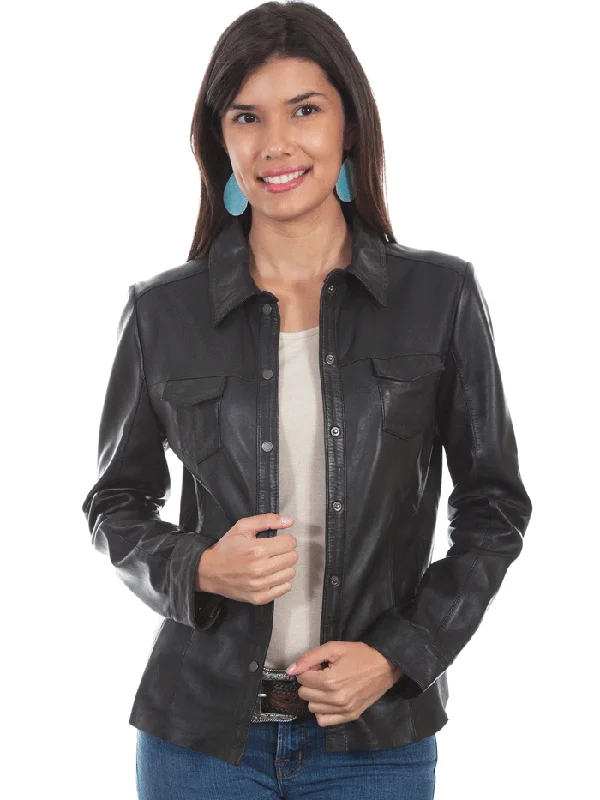 Scully L1024-11 Womens Contemporary Lamb Leather Jacket Black Rayon Jacket Velvet Jacket Corduroy Jacket