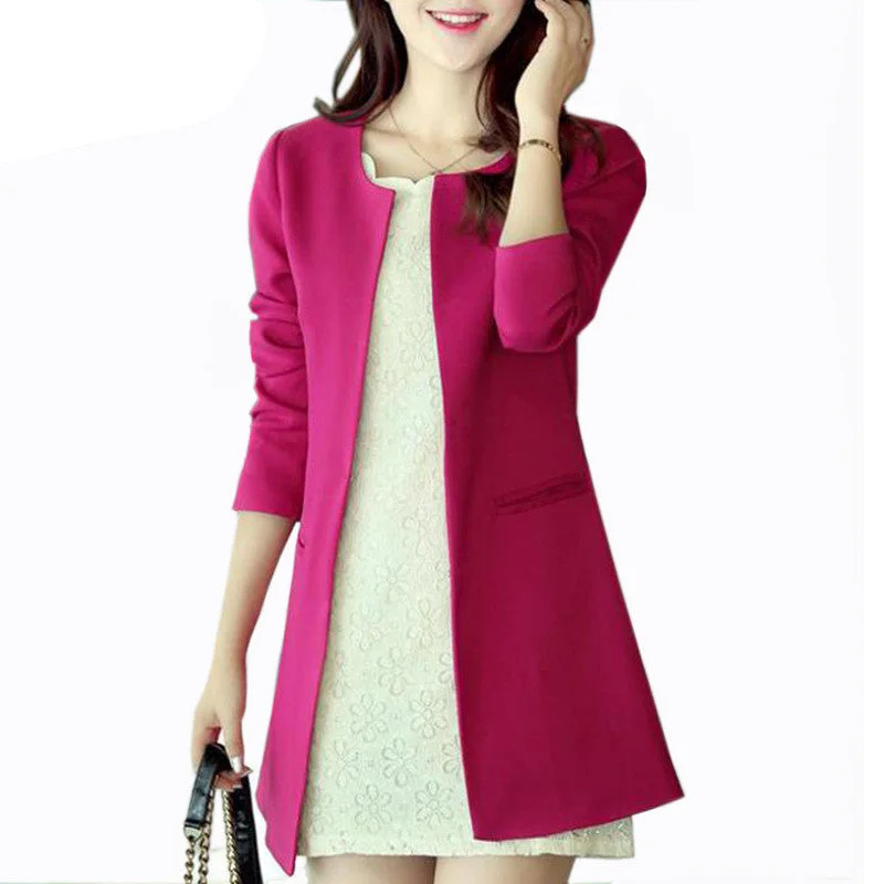 Women Long Blazer Jackets 4 Colors Fashion Solid Casual Plus Size Coat OL Blazer Feminino WWX140 Print Jacket Jacquard Jacket Patchwork Jacket Women Long Blazer Jackets 4 Colors Fashion Solid Casual Plus Size Coat OL Blazer Feminino WWX140 Print Jacket Jacquard Jacket Patchwork Jacket