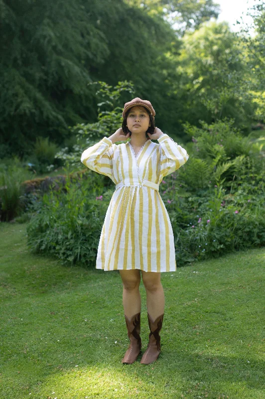 The Terra Tribe Yellow Stripes Hawai Shift Dress