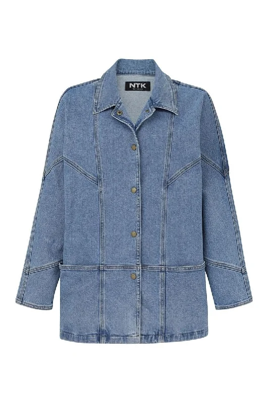 LINDA UNION SQ RELAXED FIT DENIM JACKET Notch Collar Jacket Peter Pan Collar Jacket Cowl Neck Jacket