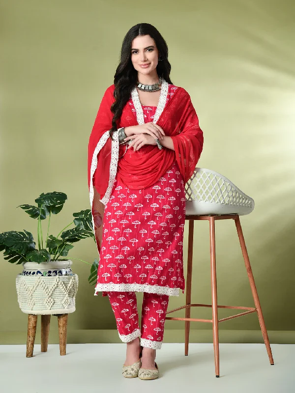 Myshka Women's Printed V-Neck Bell Sleeves Kurta & Trousers With Dupatta Sets in Pink Color Trousers Seasonal Trendy Myshka Women's Printed V-Neck Bell Sleeves Kurta & Trousers With Dupatta Sets in Pink Color Trousers Seasonal Trendy