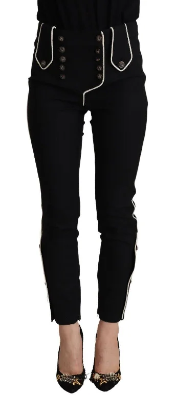 Dolce & Gabbana Elegant High Waisted Slim Fit Women's Trousers Trousers Leather Faux Dolce & Gabbana Elegant High Waisted Slim Fit Women's Trousers Trousers Leather Faux