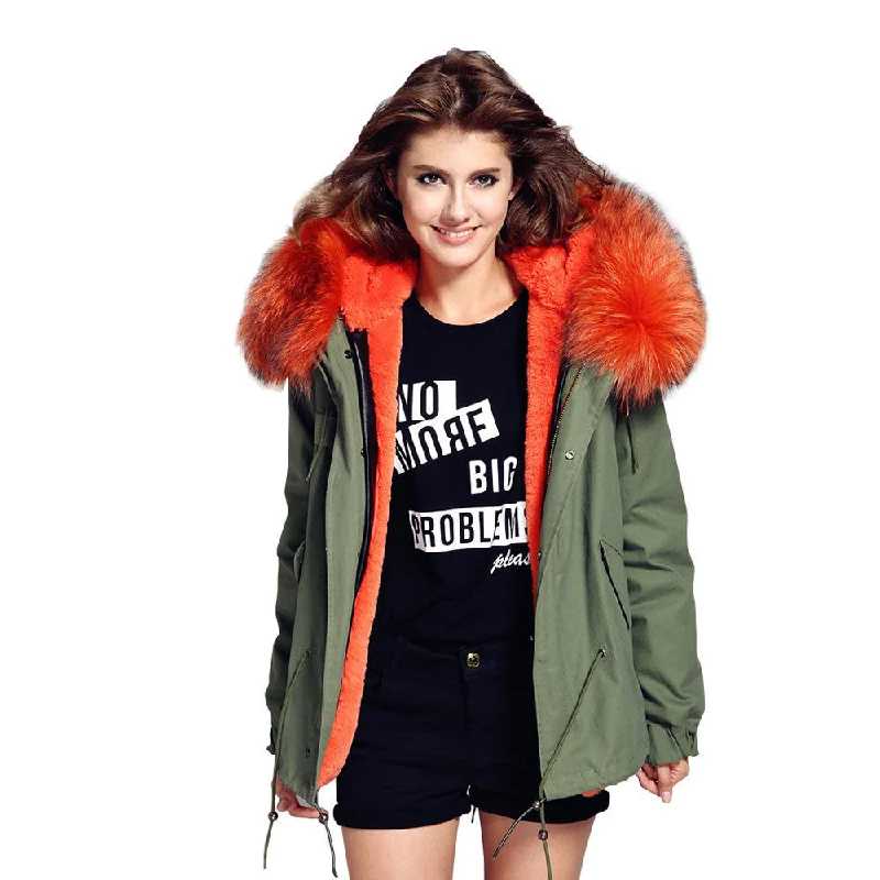 women's army green Large raccoon fur collar hooded coat parkas outwear 2 in 1 detachable lining winter jacket brand style Mesh Jacket Canvas Jacket Denim Jacket women's army green Large raccoon fur collar hooded coat parkas outwear 2 in 1 detachable lining winter jacket brand style Mesh Jacket Canvas Jacket Denim Jacket