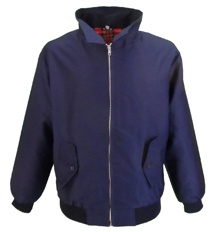 Mazeys Ladies Classic Navy Harrington Jackets Hoodie Zip-Up Jacket Button-Up Jacket