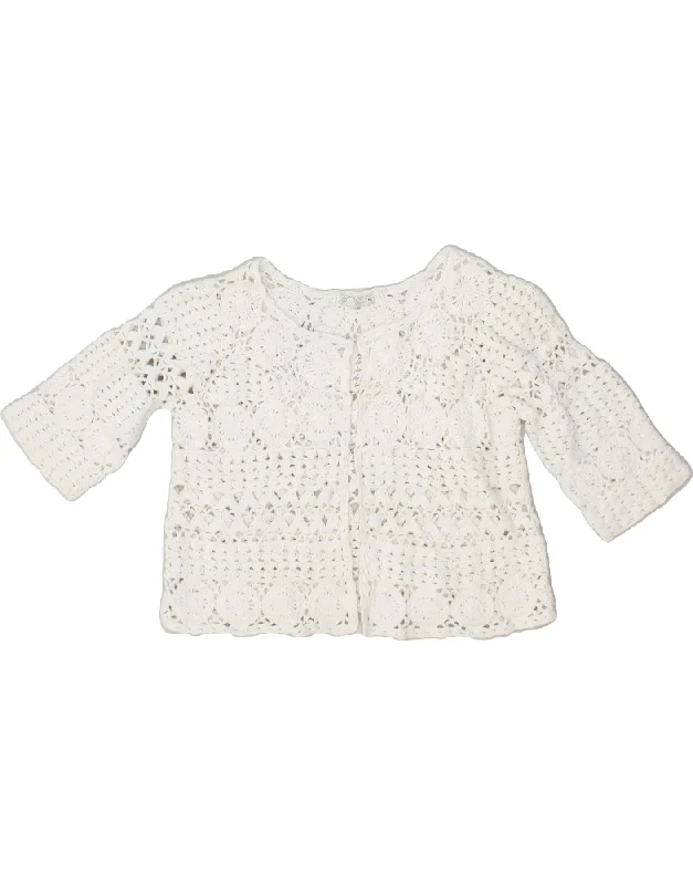 VINTAGE Womens Crop Crochet Cardigan Top UK 16 Large White Cotton Polka Dot Checkered Tartan VINTAGE Womens Crop Crochet Cardigan Top UK 16 Large White Cotton Polka Dot Checkered Tartan