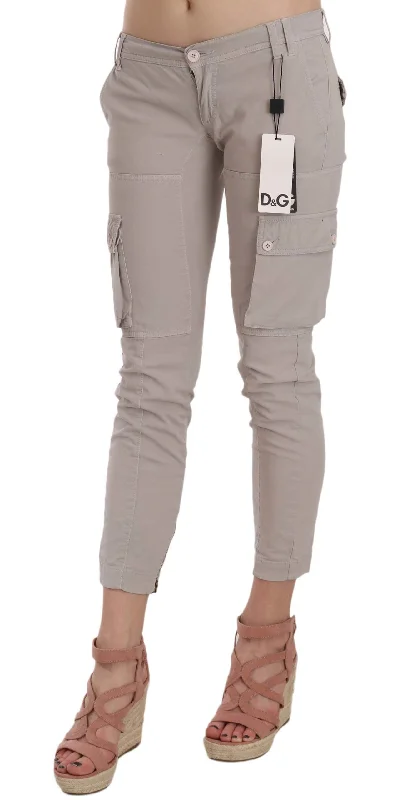 Dolce & Gabbana Chic Khaki Cotton Blend Women's Trousers Trousers Trousers Formal