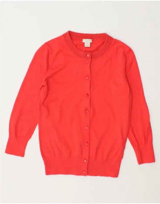 J. CREW Womens Cardigan Sweater UK 2 2XS Red Cotton Mesh Fabric Canvas Fabric Denim Fabric