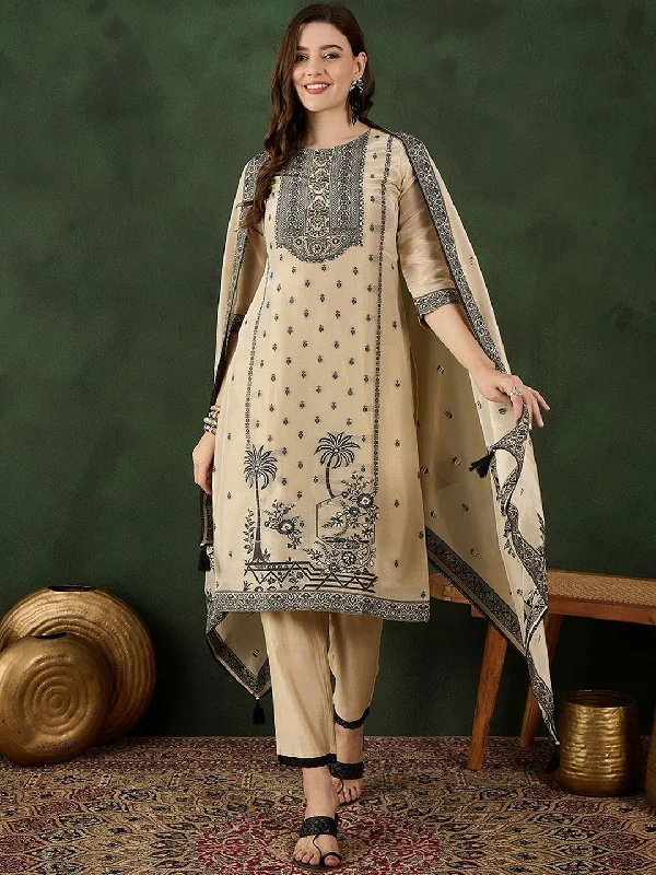 Sangria Embroidered Kurta & Trouser With Dupatta Trousers stylish elegant