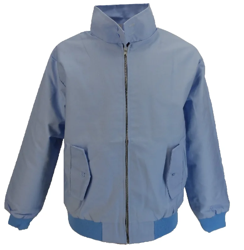 Mazeys Ladies Classic Sky Blue Harrington Jackets Tailored Jacket Straight Jacket A-Line Jacket