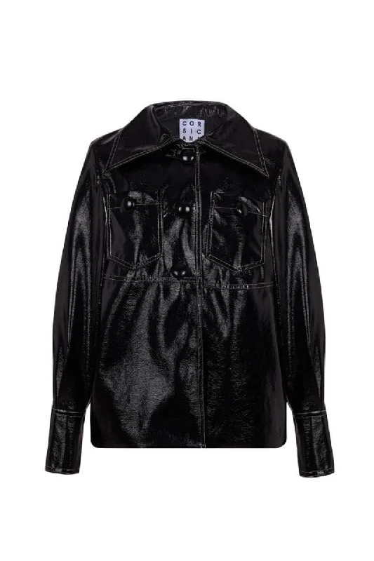 BLACK AISTE VEGAN LEATHER JACKET Faux Fur Jacket Real Fur Jacket Shearling Jacket