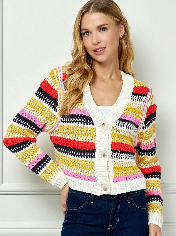 Multi Color Stripe Sweater Cardigan Jersey Fabric Tulle Fabric Batik Fabric