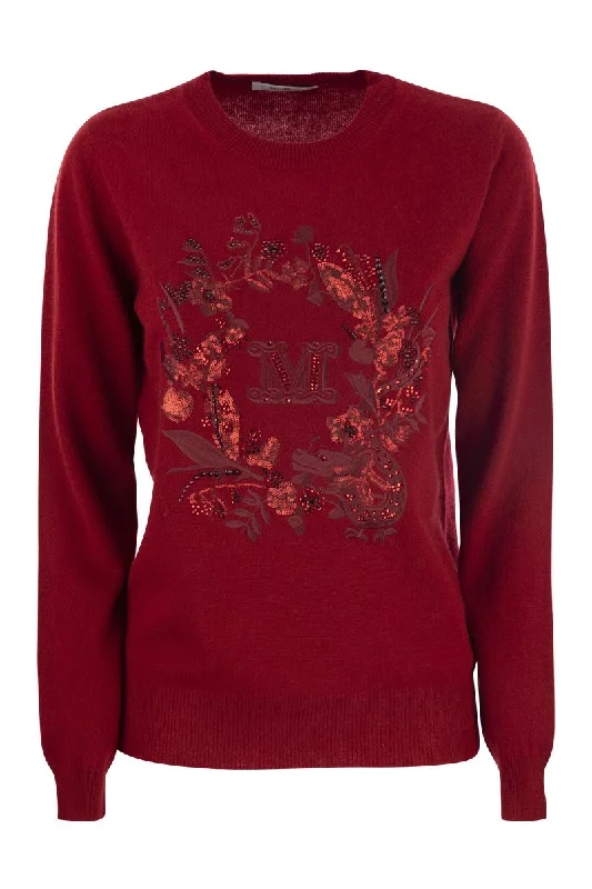 BARI - Wool and cashmere sweater with embroidery Chenille Blend Fleece Blend Nylon Blend