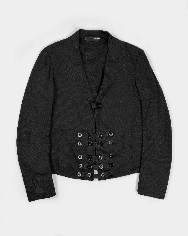 Marithé François Girbaud Black Bondage Jacket 2000's Front Pockets Side Pockets Patch Pockets Marithé François Girbaud Black Bondage Jacket 2000's Front Pockets Side Pockets Patch Pockets